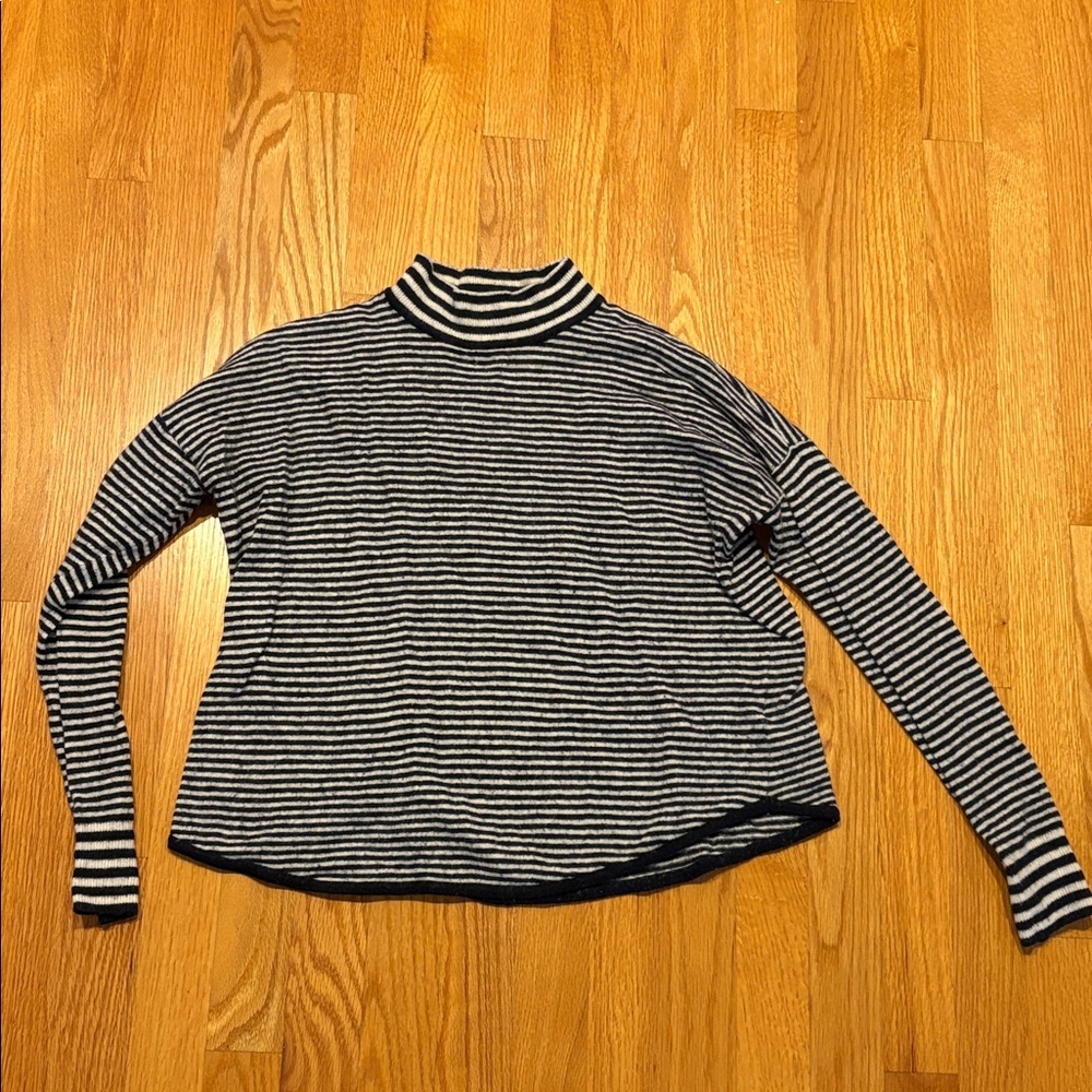 Madewell Navy and White Striped Turtleneck